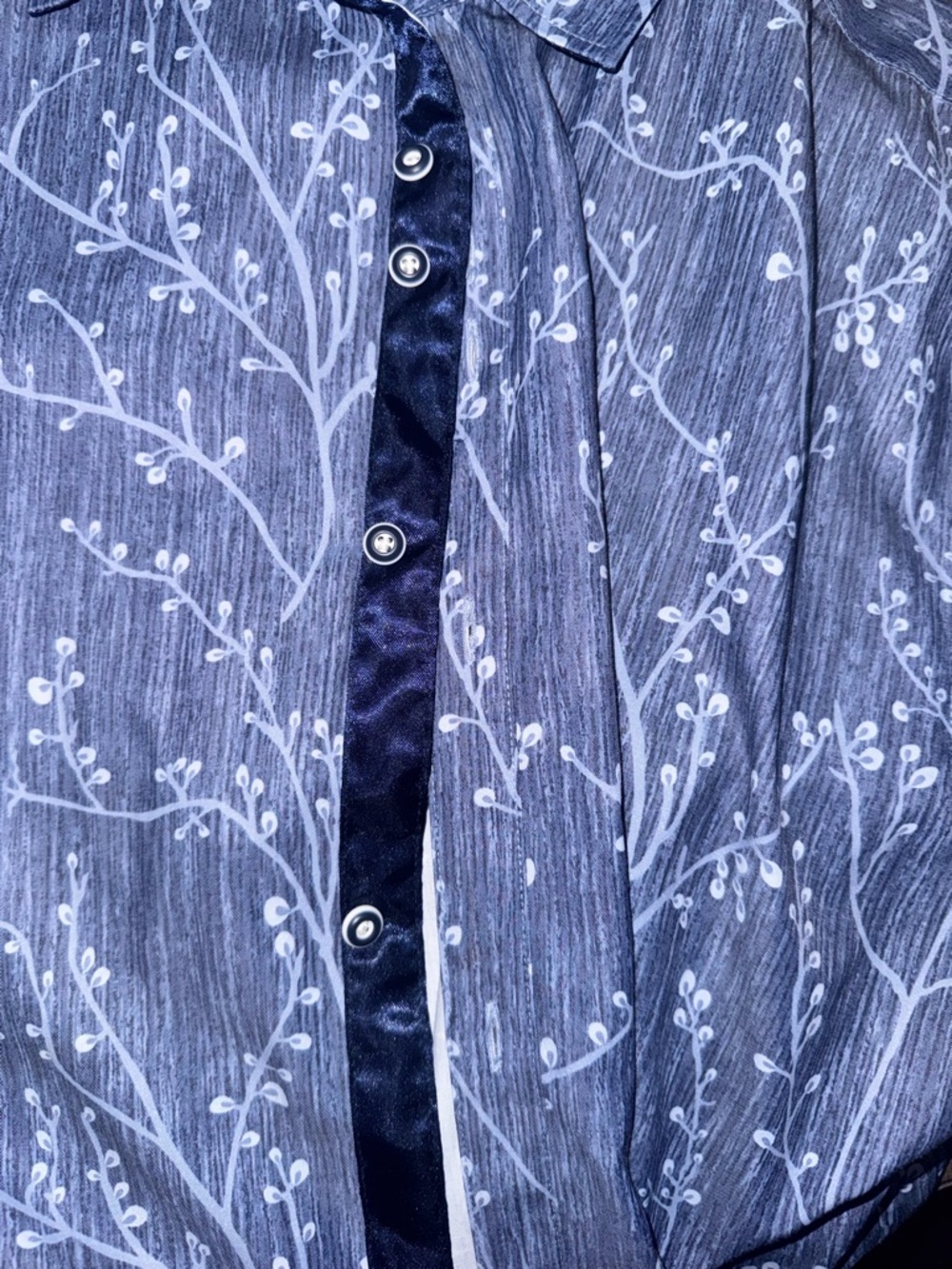 Skull & Bones Blue Floral Print Button Shirt - Picture 2 of 3